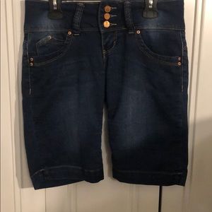 Dark Denim Jean Capri Shorts